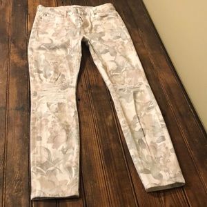 7 for all mankind floral ankle skinny jeans